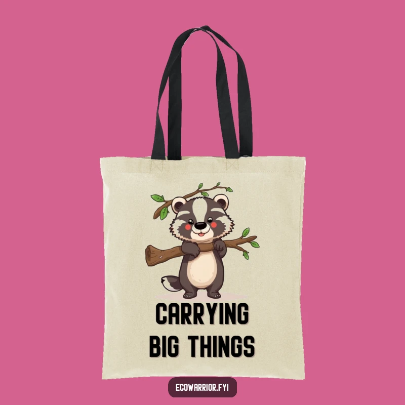 Funny Badger Tote Bag: Strength Accessory, Helping Hand Gift