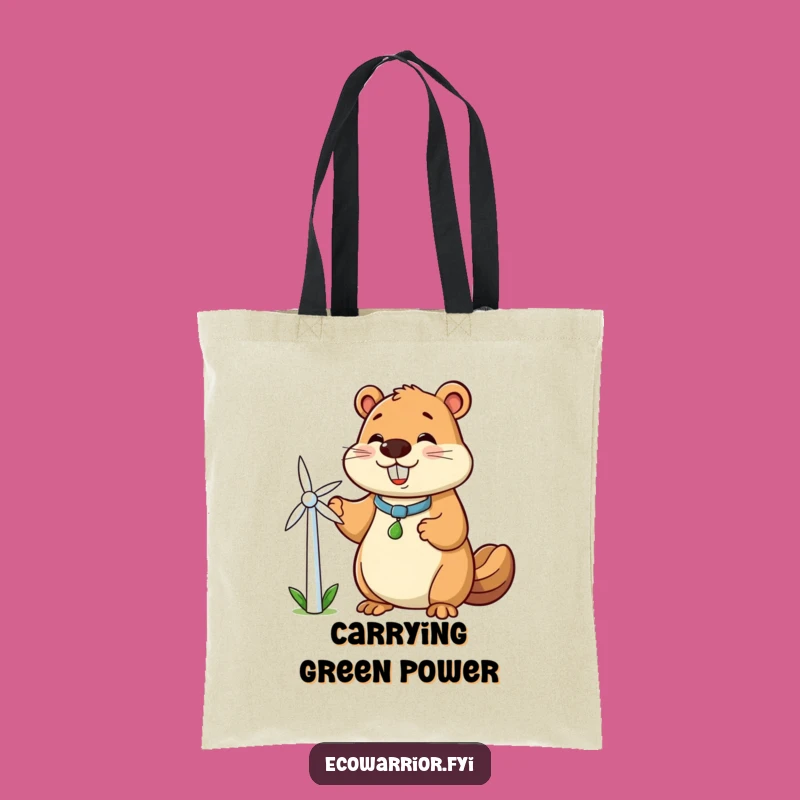 Funny Beaver Tote Bag: Eco-Friendly Grocery Hauler with Clean Energy Charm