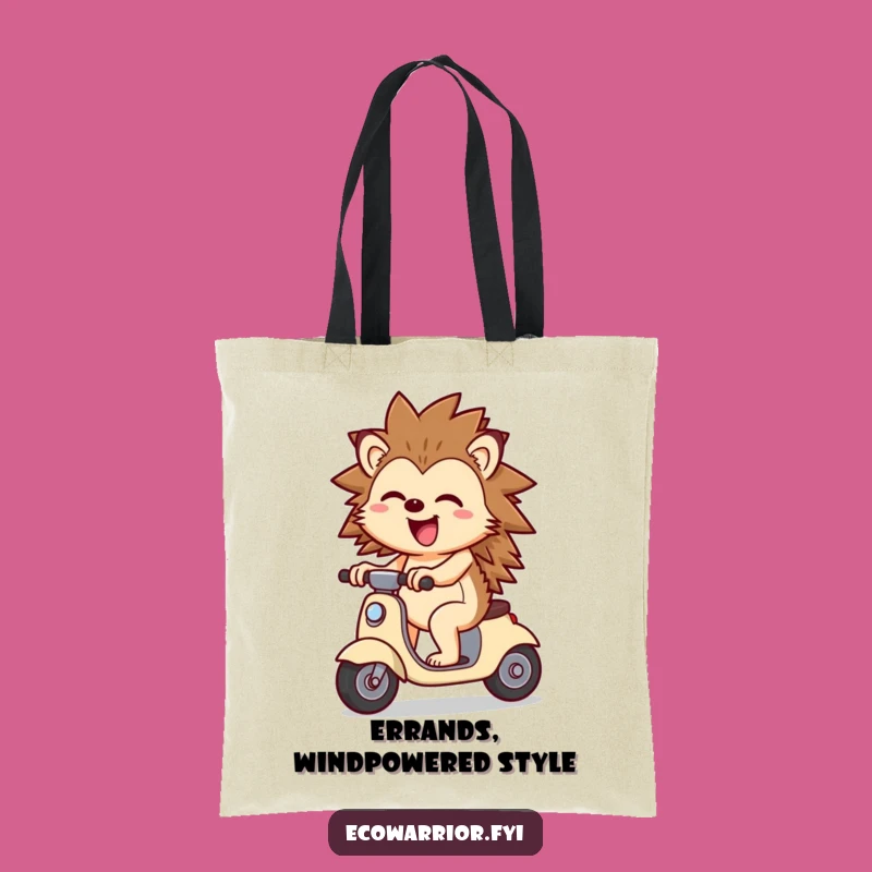 Funny Cheerful Hedgehog Scooter Tote Bag: Joyful Design, Perfect Funny Gift Bag