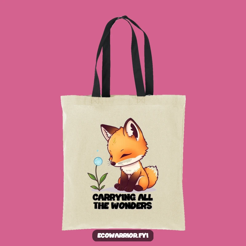 Funny Fox Cub Tote Bag: Charming Curious Animal Canvas Bag, Eco-Friendly Nature Gift