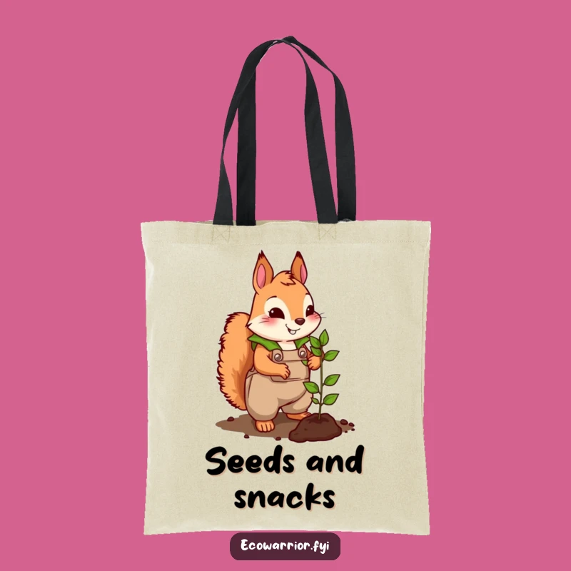 Funny Squirrel Planting Tote Bag: Cute Gardener Character Bag, Hilarious Nature Gift
